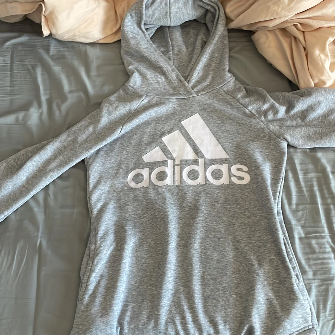 Grå Adidas hoodie med stor logga