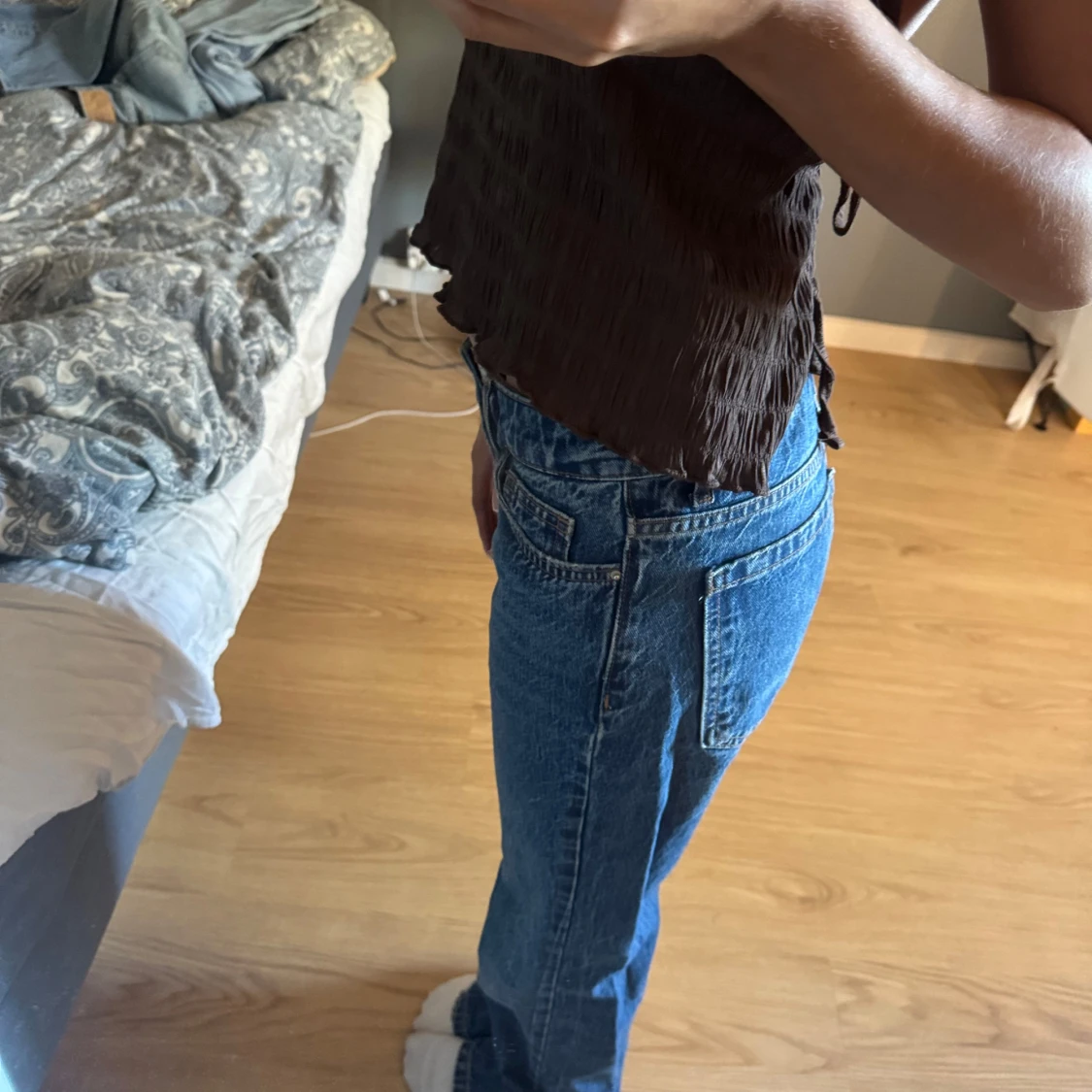 Blå raka jeans från Zara, strl 32 - 4