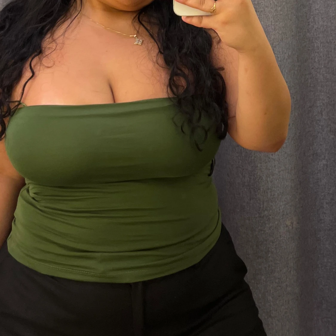 Olivgrön bandeau tubtopp - 1