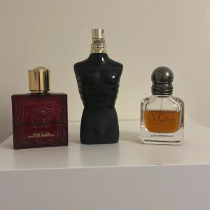 Byte eller sälj - Byte eller säljs.     Versace Eros flame ,Jean Paul Gaultier Le Male le parfum, Emporio Armani Stronger With You Intensely 