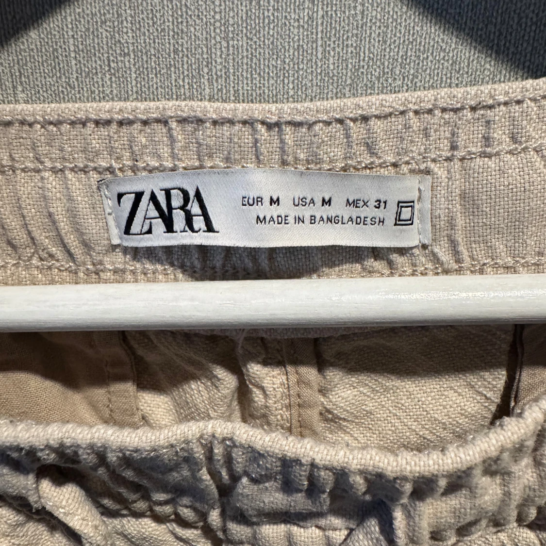 Beige linnebyxor från Zara, M - 1