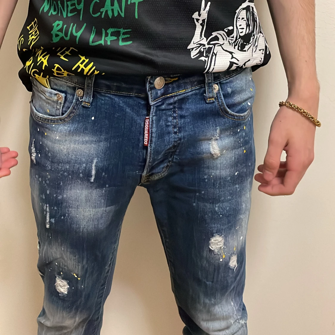 Dsquared2 blå jeans med slitningar - 1