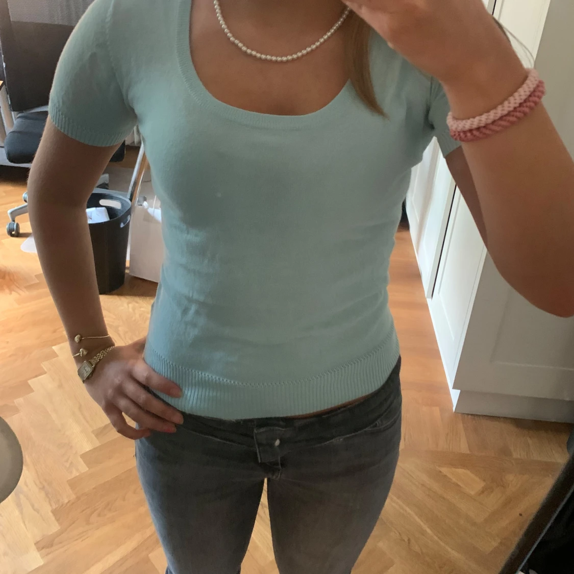 Ljusblå stickad topp 