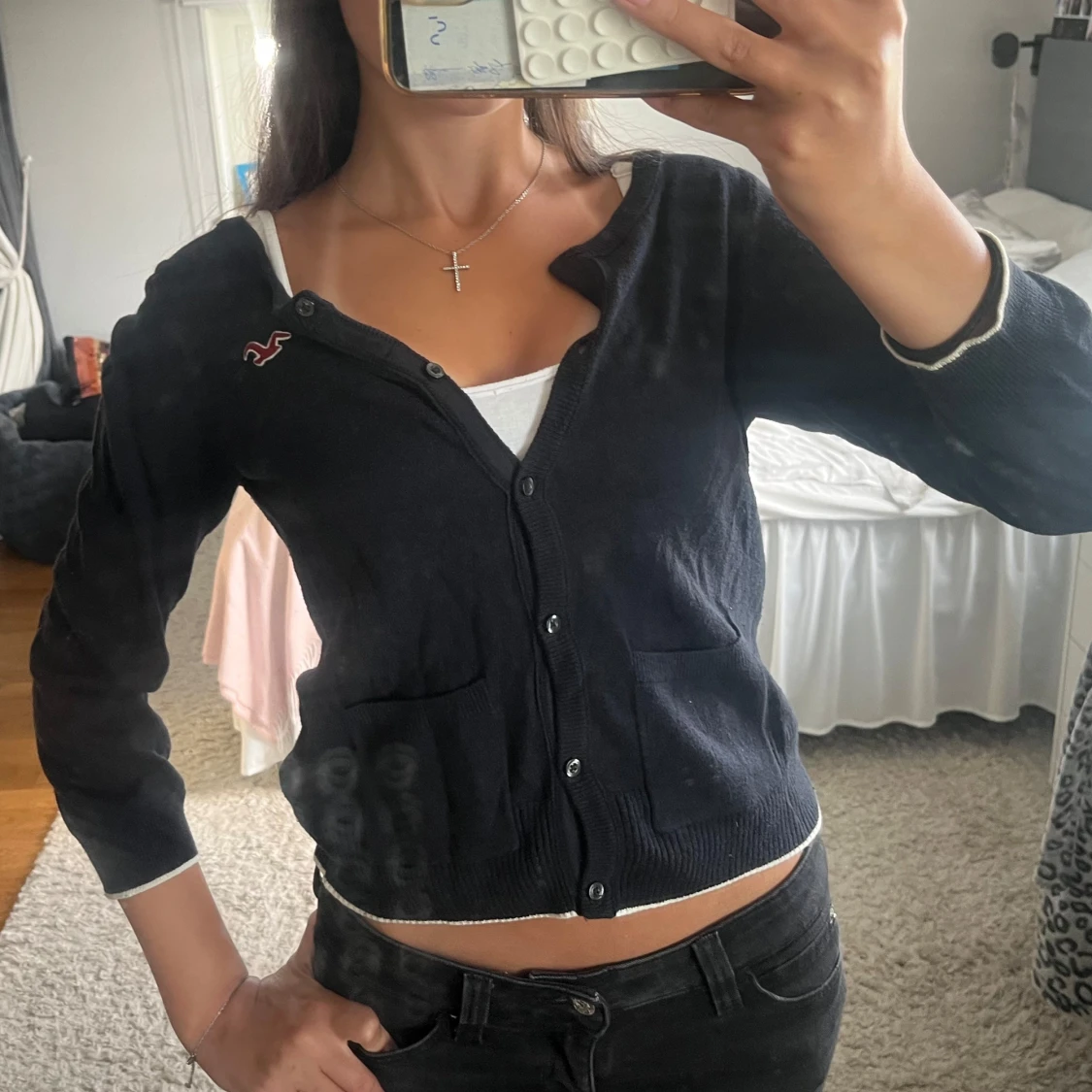 Svart kofta från Hollister med knappar