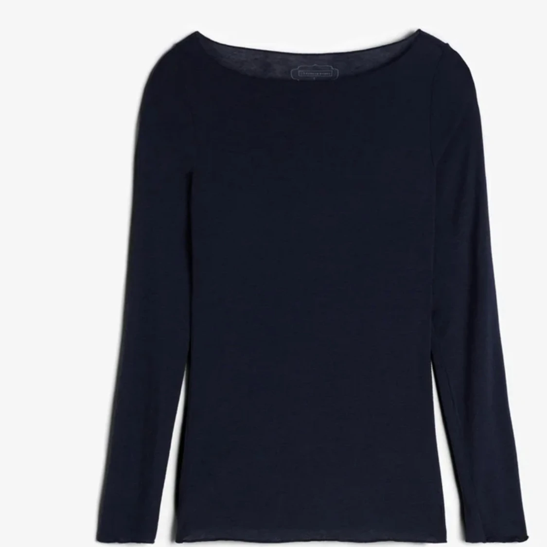 Mörkblå långärmad topp i bomull  - 2