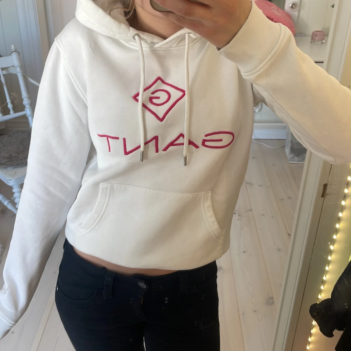 Vit hoodie från Gant