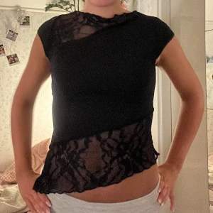 Svart topp med spets🖤 - Jättefin svart topp med spets detaljer!!🖤 Snygg passform!! Aldrig använd, skriv för frågor☺️☺️