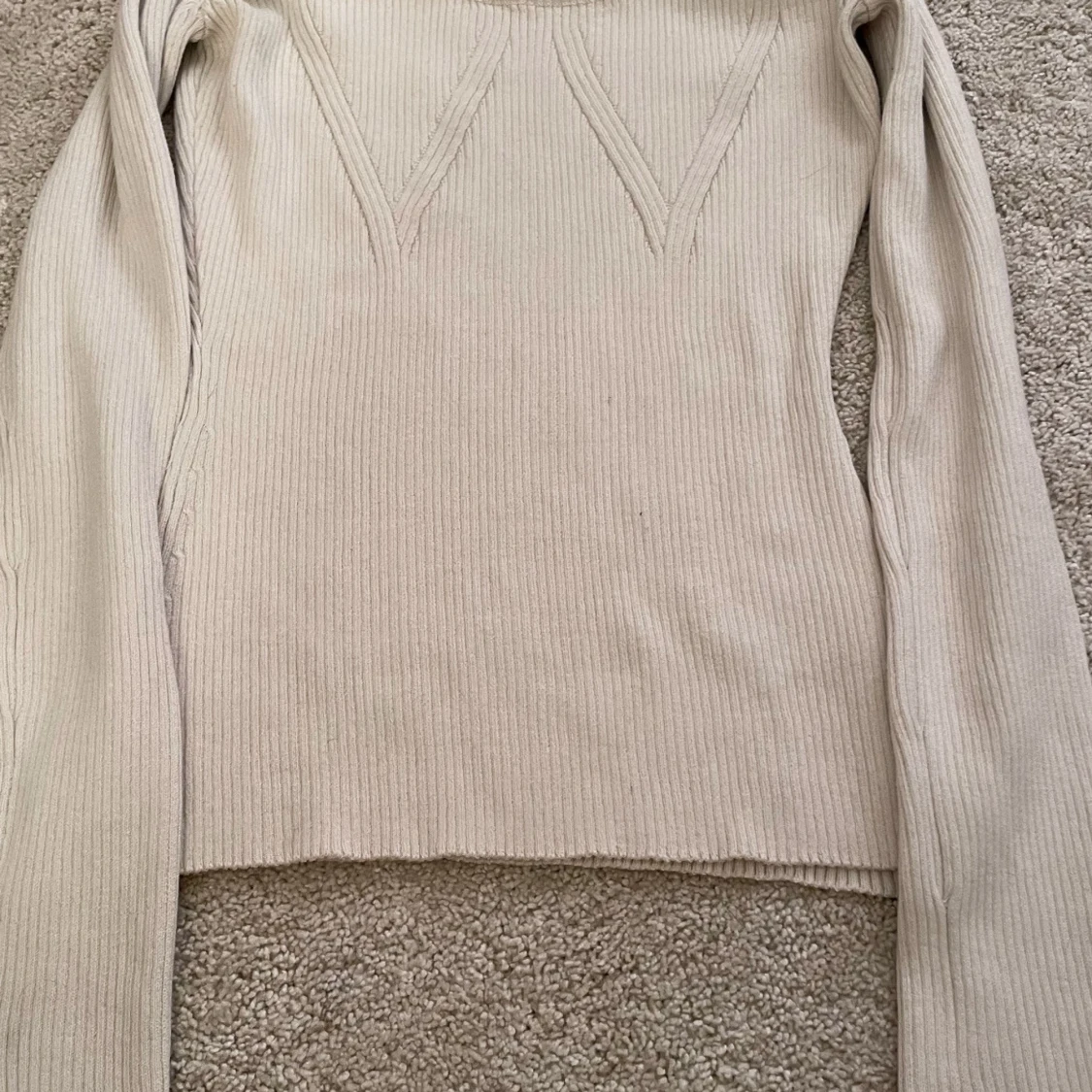 Beige ribbad långärmad tröja H&M