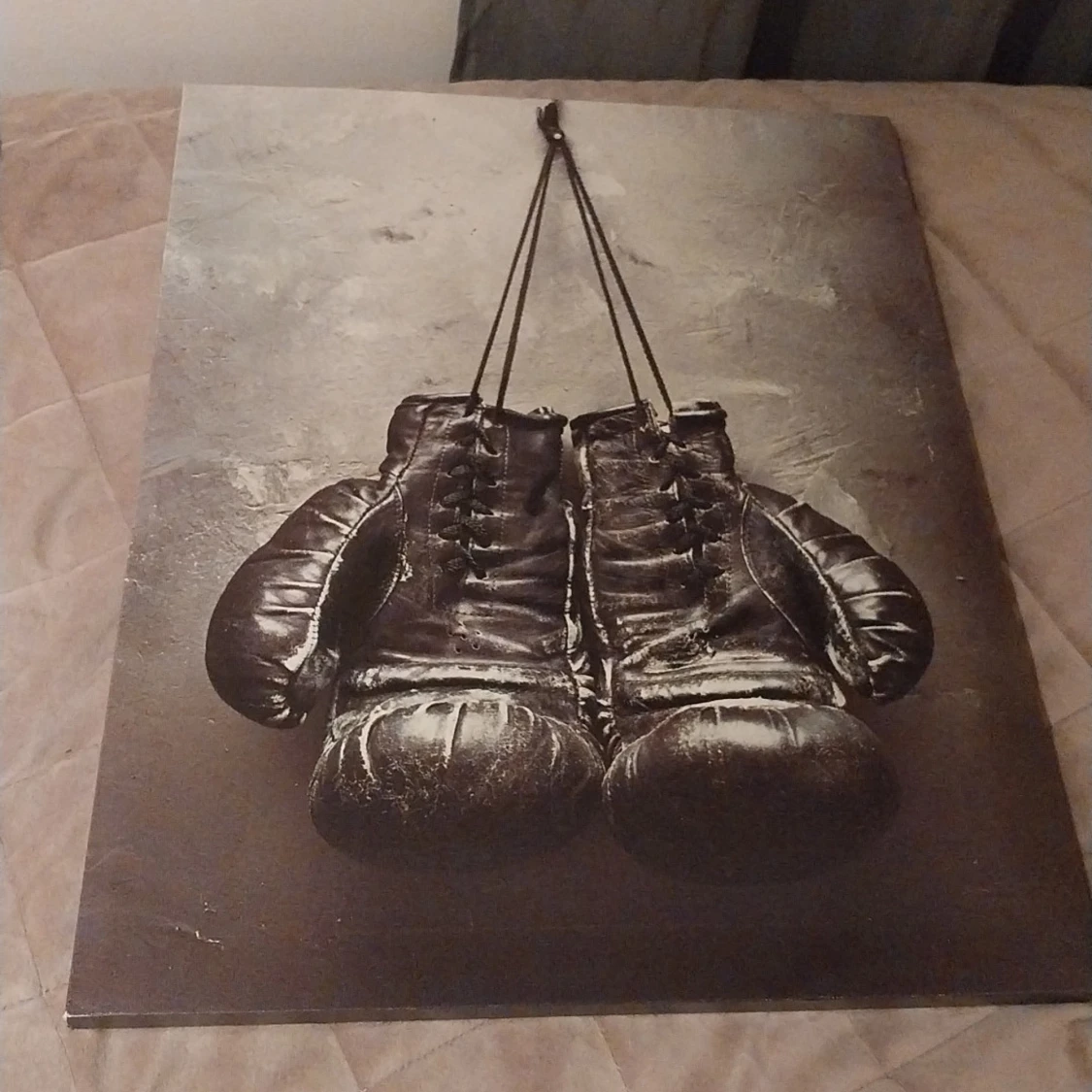 Tavla  med boxningshandskar på. - 1