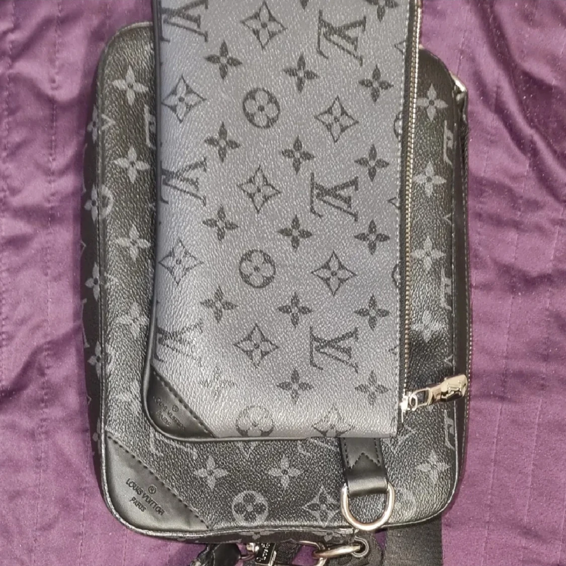 [Äkta]Louis Vuitton svart messanger triobag - 1