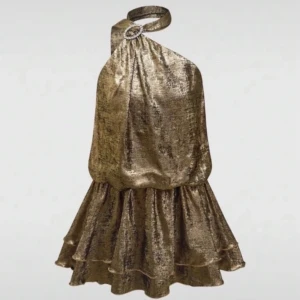 fest klänning - assnygg guldglittrig klänning med oneshoulder-design och volangdetaljer. påminner om serena van der woodsen!! perfekt som en festklänning