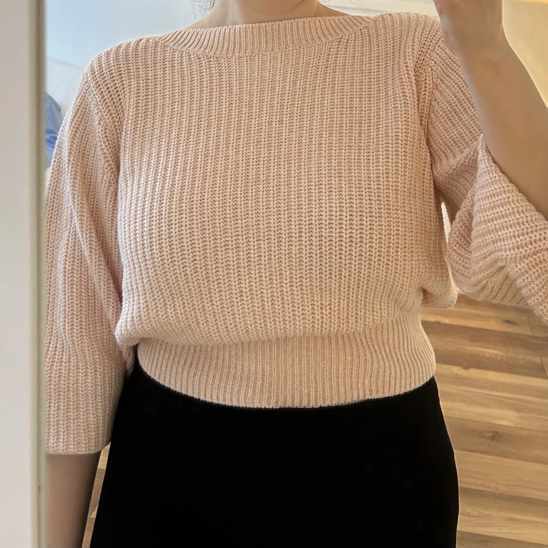 Ljusrosa stickad tröja