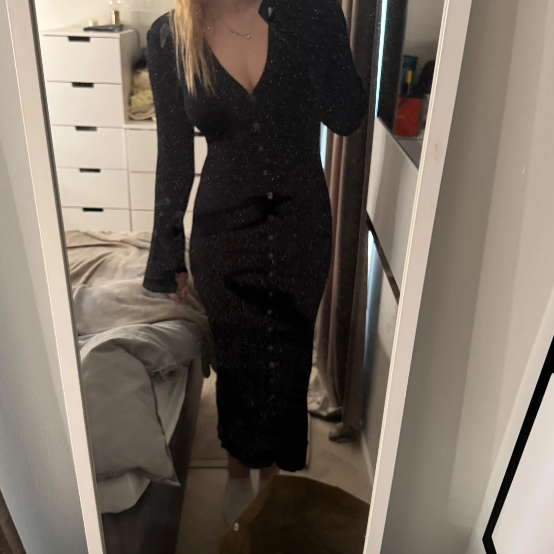 Svart ribbad långklänning från Adoore - 1