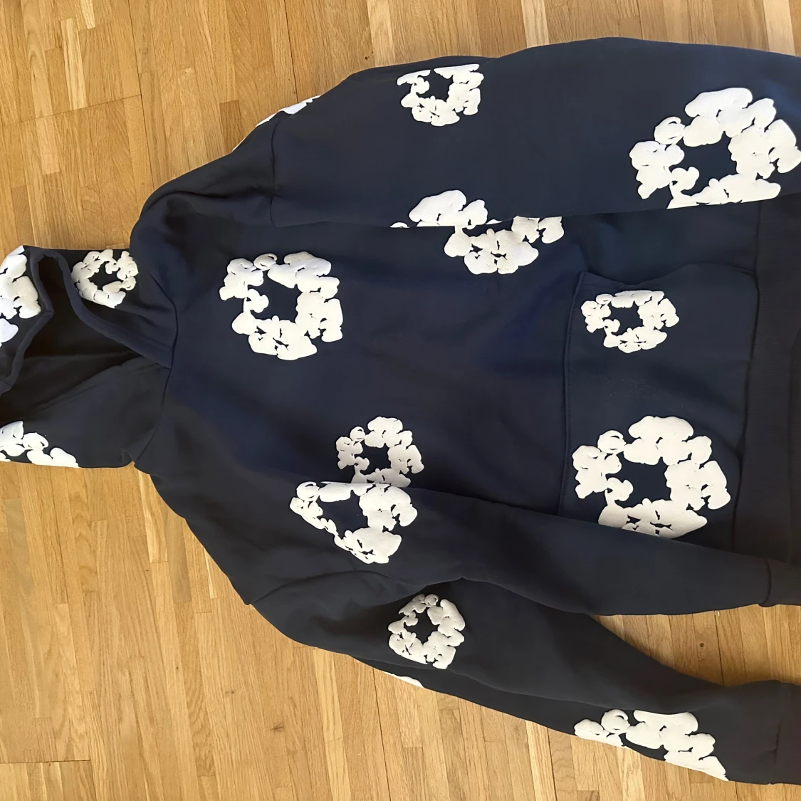 Mörkblå denim tears hoodie - 3