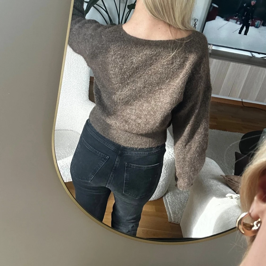 Stickad brun Mohair kofta stl S perfekt skick🤎 - 93