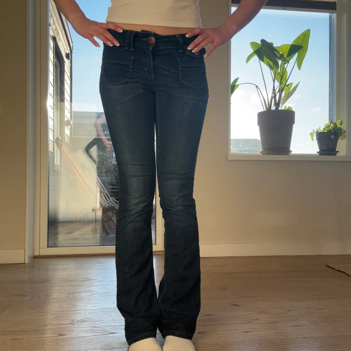 Mörkblå bootcut jeans från Only 