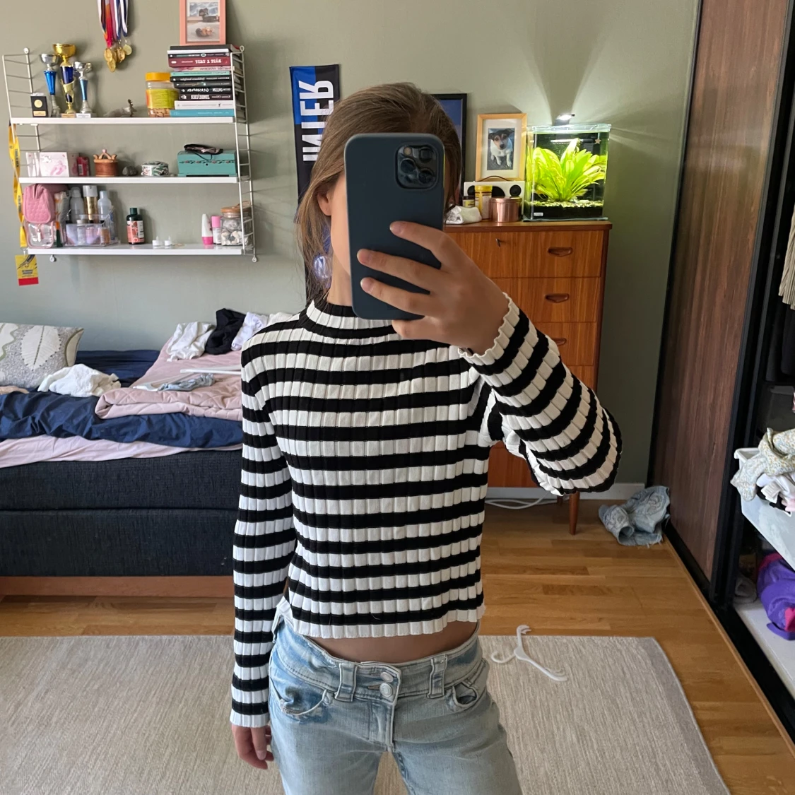 Randig ribbad tröja från H&M