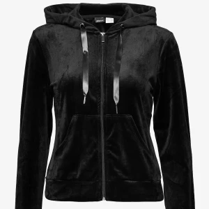 Svart velourtröja med huva - Svart tröja från Ginatricot, snöre saknas.