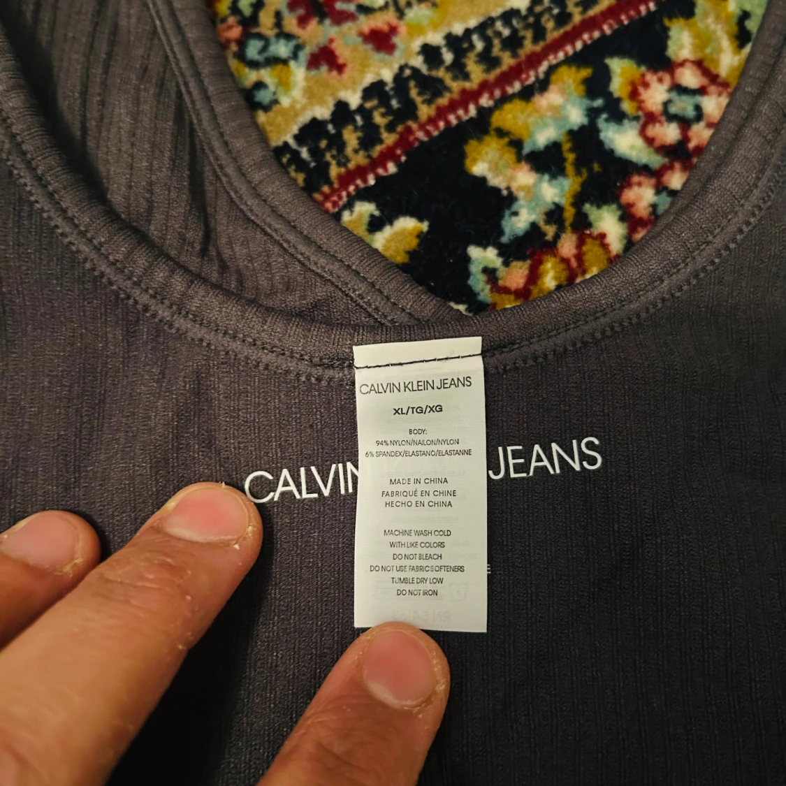 Grå ribbad linnetopp från Calvin Klein - 2