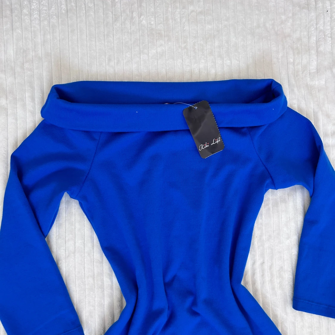 Kornblå offshoulder klänning - 2