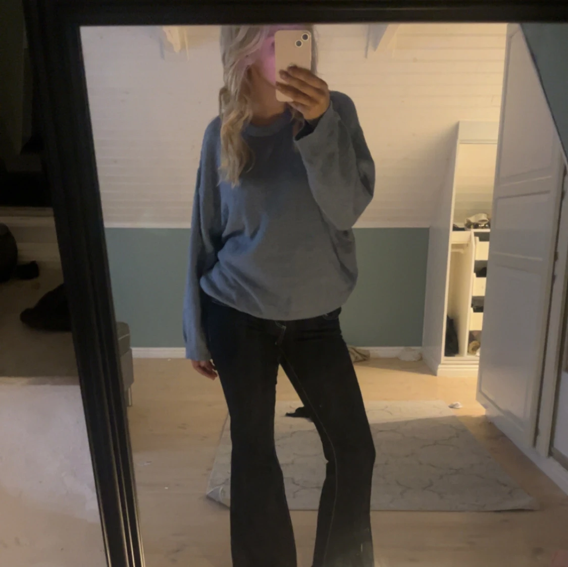 Blå oversized långärmad tröja - 1