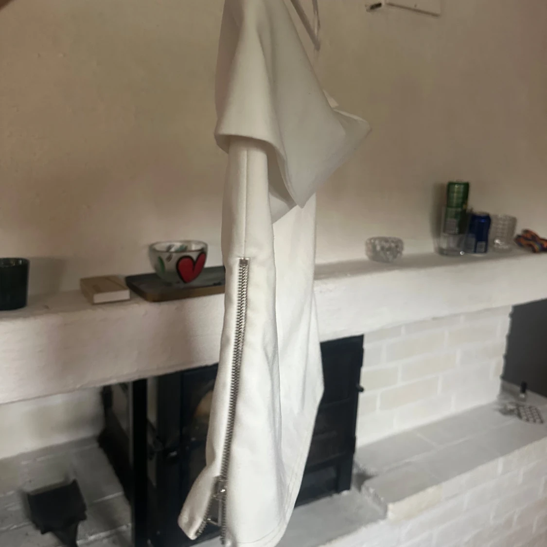 Vit axelbandslös tubtopp med dragkedja - 1