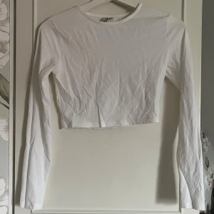 Vit croppad långärmad topp - En vit croppad topp med långa ärmar och rund halsringning. 
