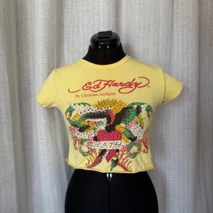 Ed Hardy crop top - Croppad Ed Hardy t-shirt. Köpt second hand men endast använd 1 gång av mig 🌼 Skulle säga att den är som S/M