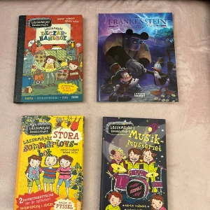 LasseMajas Detektivbyrå: Pysselbok, Stora sommarpussel, Musikmysteriet & Frankenstein - Fyra böcker: tre från LasseMajas Detektivbyrå fyllda med pyssel, mysterier och musik, samt den klassiska skräckromanen Frankenstein. Perfekt för unga som gillar spänning, klurigheter och äventyr!