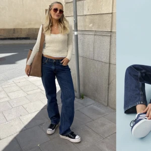 Ginatricot Low Straight Jeans - Säljer dessa jeans från gina som jag själv sytt upp lite för att passa min längd (ca 161) fortfarande så pass långa att de går över mina skor dock:) Säljer pga för mycket kläder och måste rensa inför flytt🥲Skicka privat för mer bilder