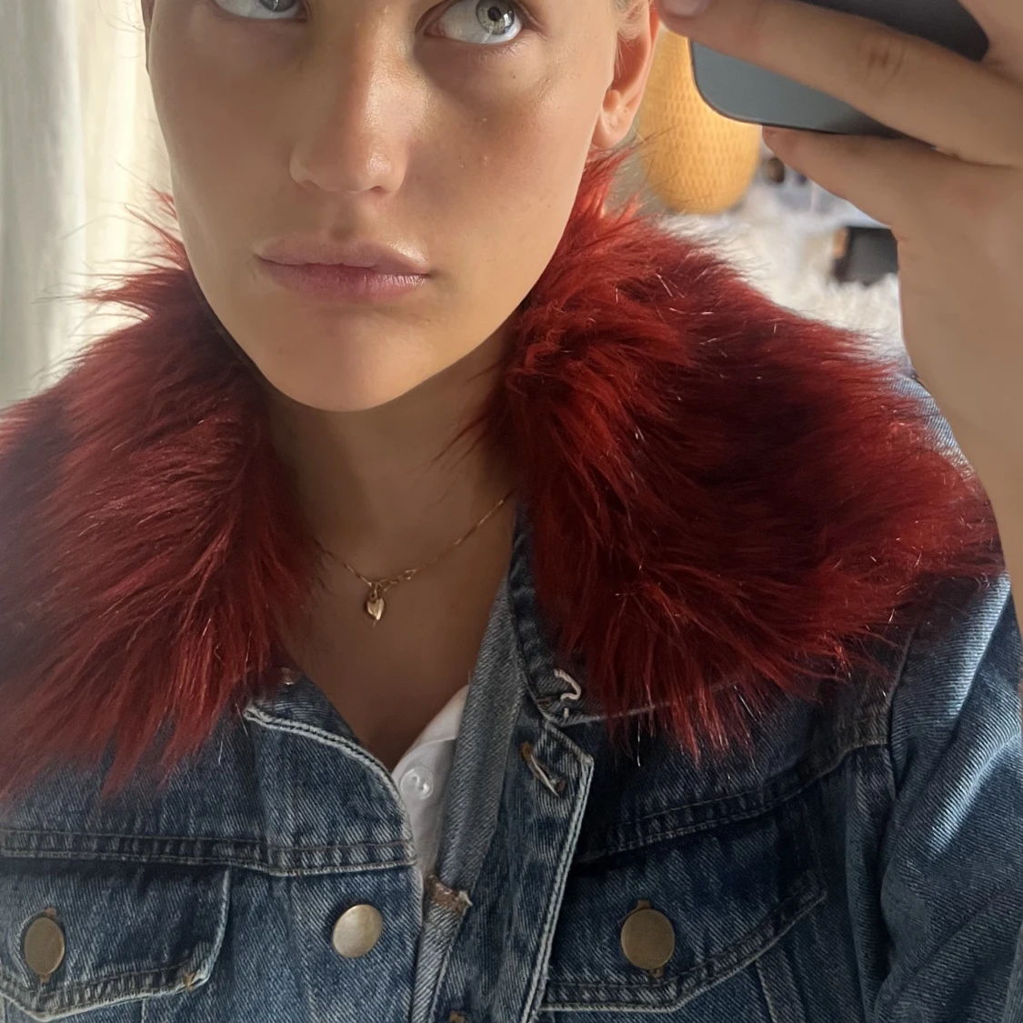 Jeansjacka med pälskrage  - 91