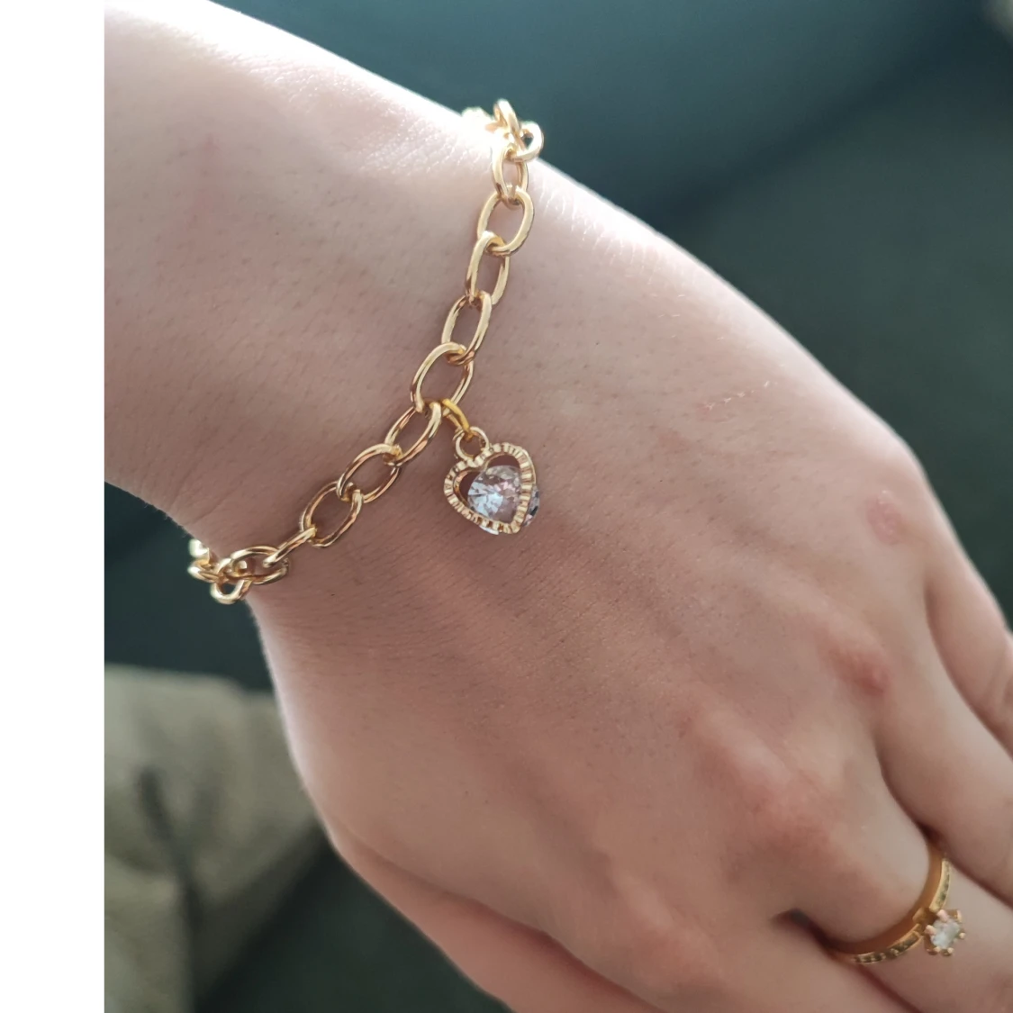 Armband mässing med kubisk zirkonia, handgjort