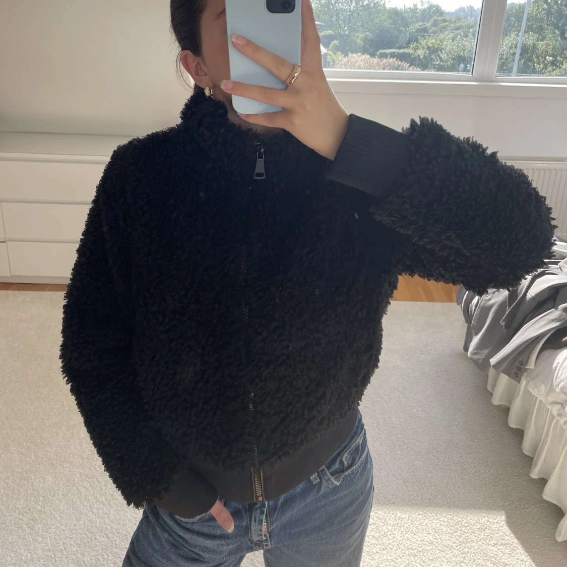 Svart teddykofta - 90