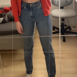 Långa raka jeans  - Fina raka jeans i mycket bra skick. Höga i midjan. Långa, går ner till hällarna på mig som är 176 cm lång.  Gina Tricot, premium denim ”perfekt jeans” Inga defekter!! Nypriset var 599kr