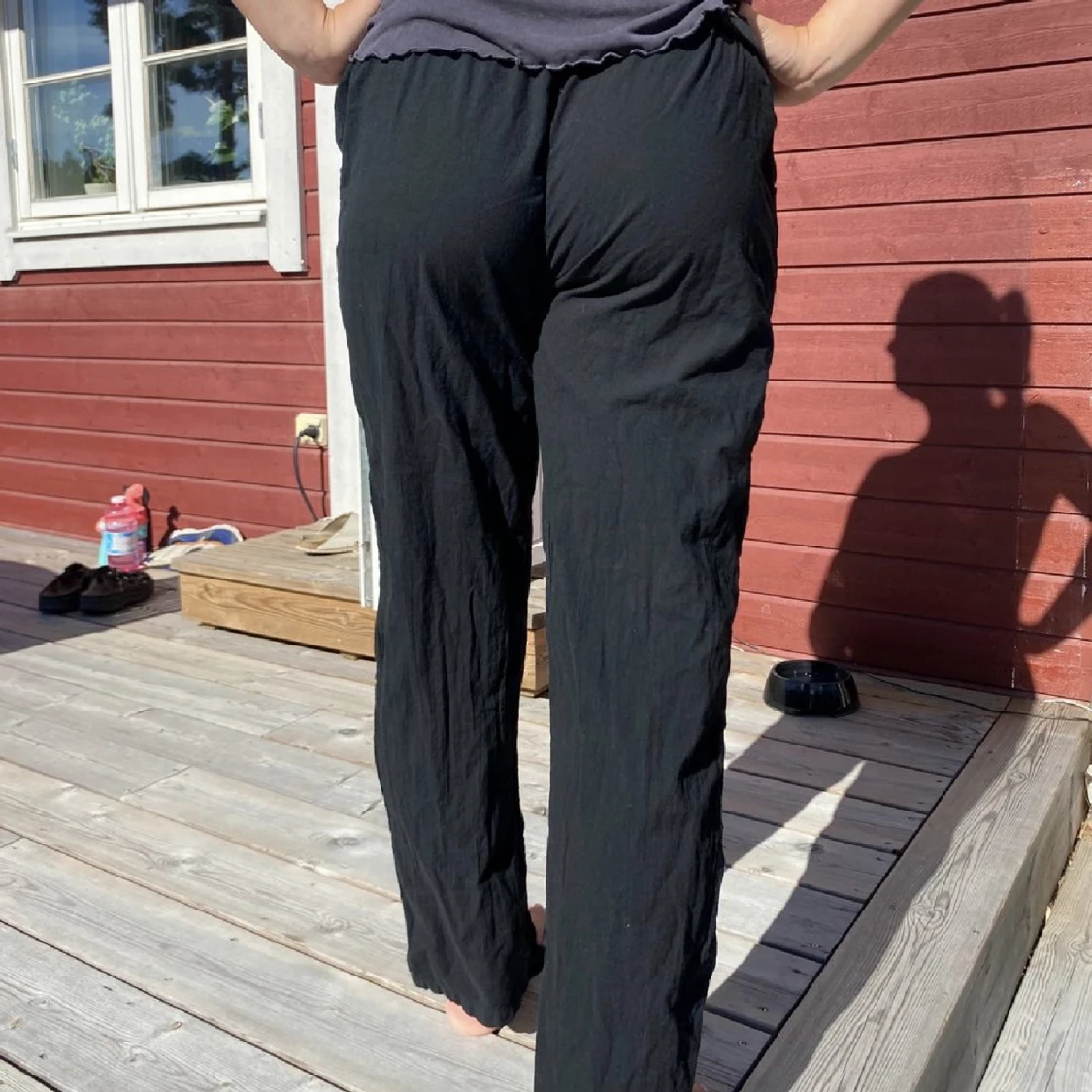 Svarta linnebyxor - 90