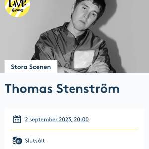 Säljer 1 biljett till Thomas stenströms konsert på Liseberg 2 september 2023. De är helt slutsålda och säljer nu min då jag inte längre kan gå. Klicka ej på köp nu då jag kan ta emot swish (onödigt att betala för frakt) Skriv för mer info eller frågor💕