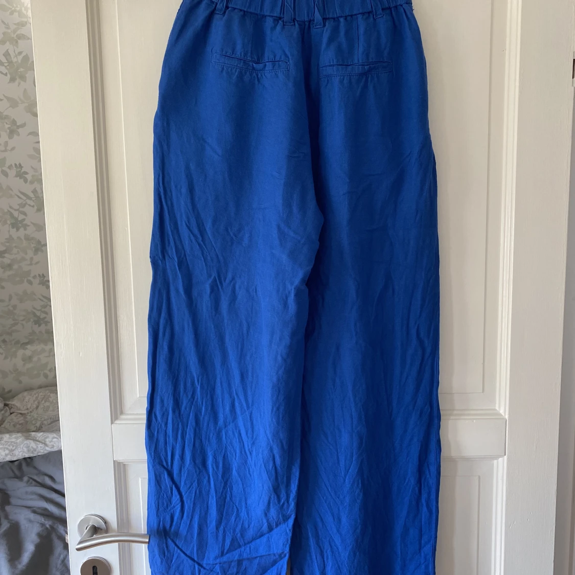 Blåa linnebyxor - 91