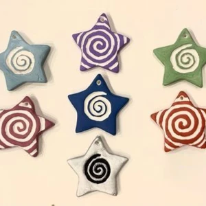 Pins with spiral star shaped clay charms!  grunge y2k goblincore swirl stars whimsical pagan - Pins with spiral star shaped clay charms!  grunge y2k goblincore swirl stars whimsical paganeight are included (handmade pins)