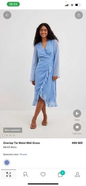 Blue midi dress - Blue and white floral midi dress, worn one time