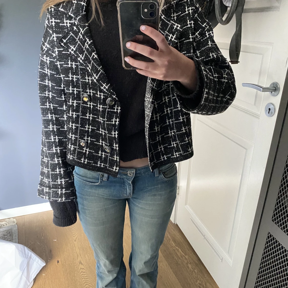 Glittrig mönstrad jacka  - 90