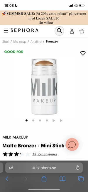 Milk Bronzer stick -  Milk Bronzer stick baked🥰 aldrig använd men plast saken under locket är borta och har ett streck mitt över. Budet ligger just nu på 220