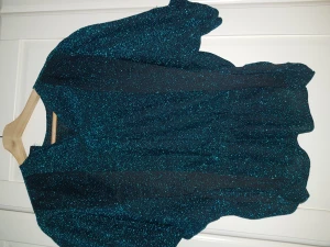 Glittrig party topp - Glittrig top. Tappar inget glitter och man knyter den på något sätt vet ej hur. Stl M. Nästan oanvänd 