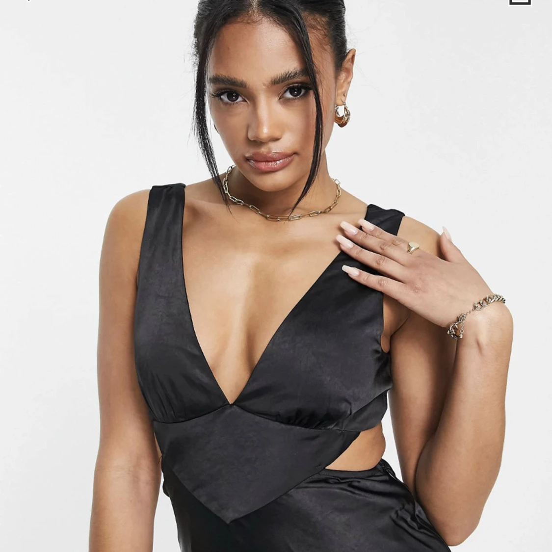 Parallel Lines cut out satin slip midi dress - 90