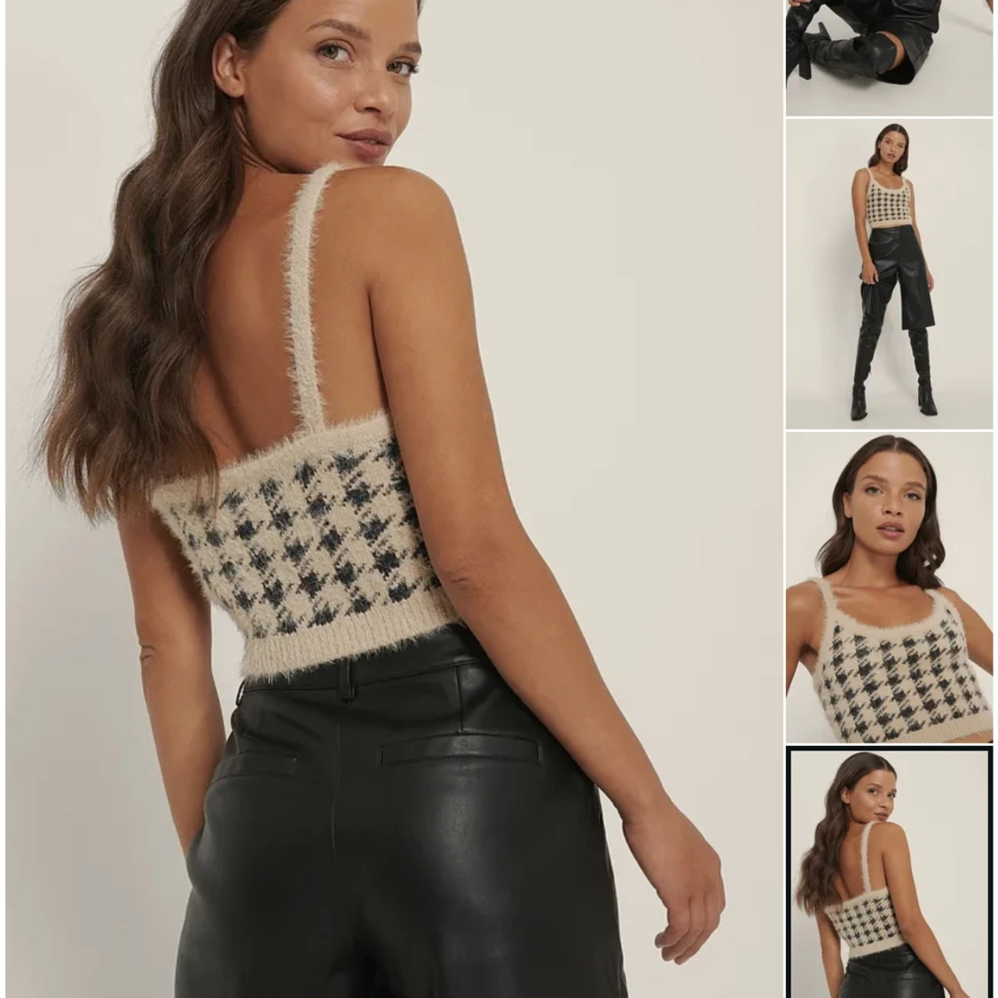 Rutig stickad croptop - 90