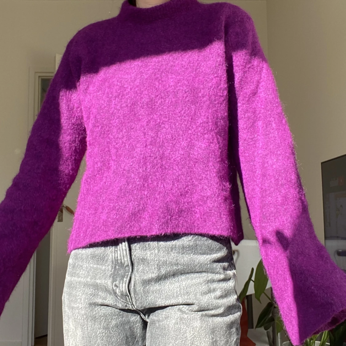 Stickad tröja i mohairblandning! - 91