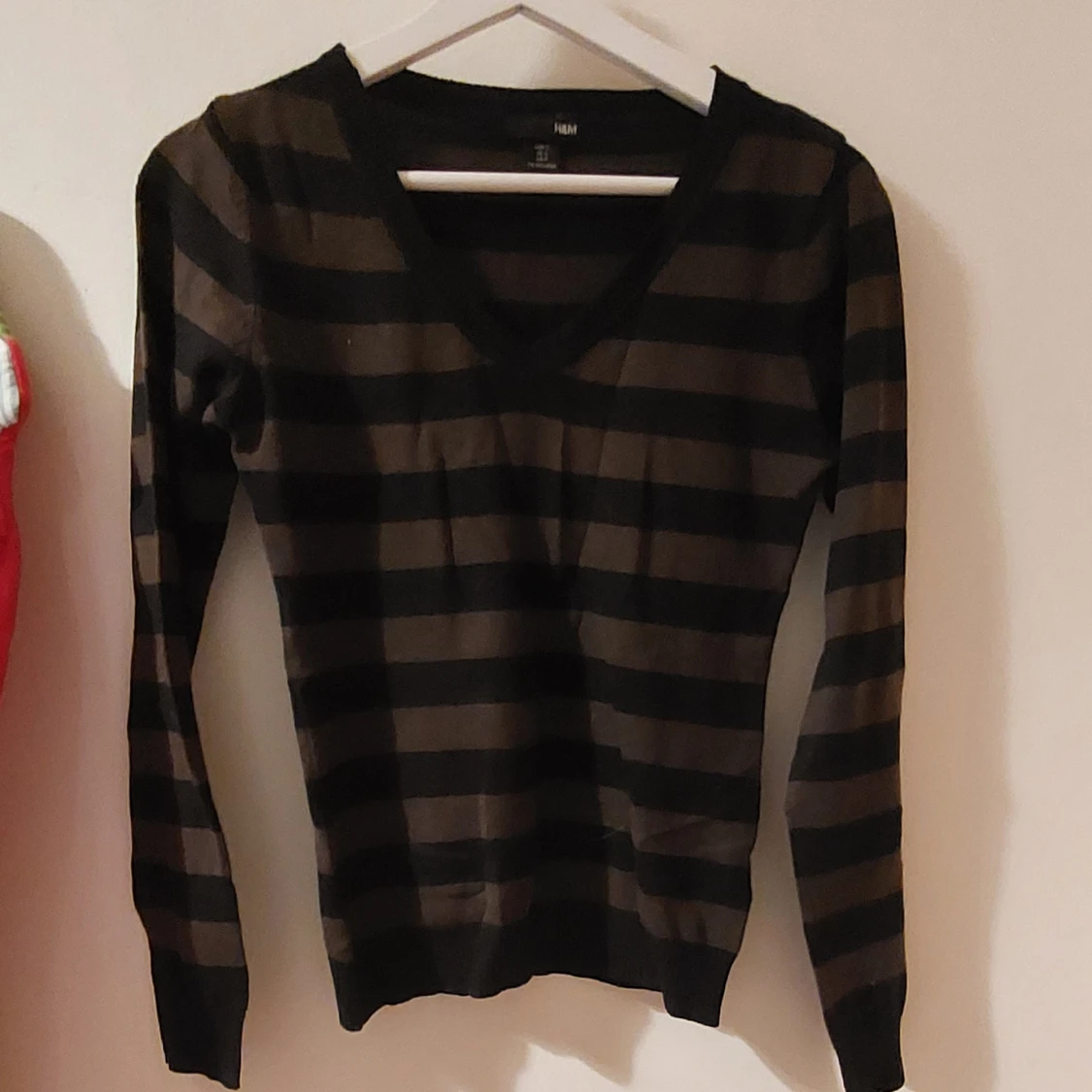 Långärmad brun svart randig tröja - 90