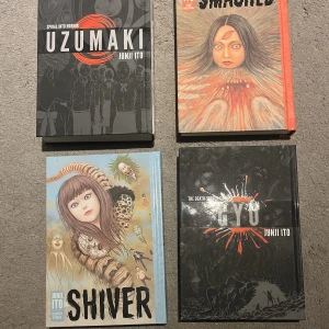 Junji ito böcker - Olästa, bara stått och dammat.  Uzumaki- 200kr Smashed- 175kr Gyo- 175kr SÅLD Shiver-175kr SÅLD