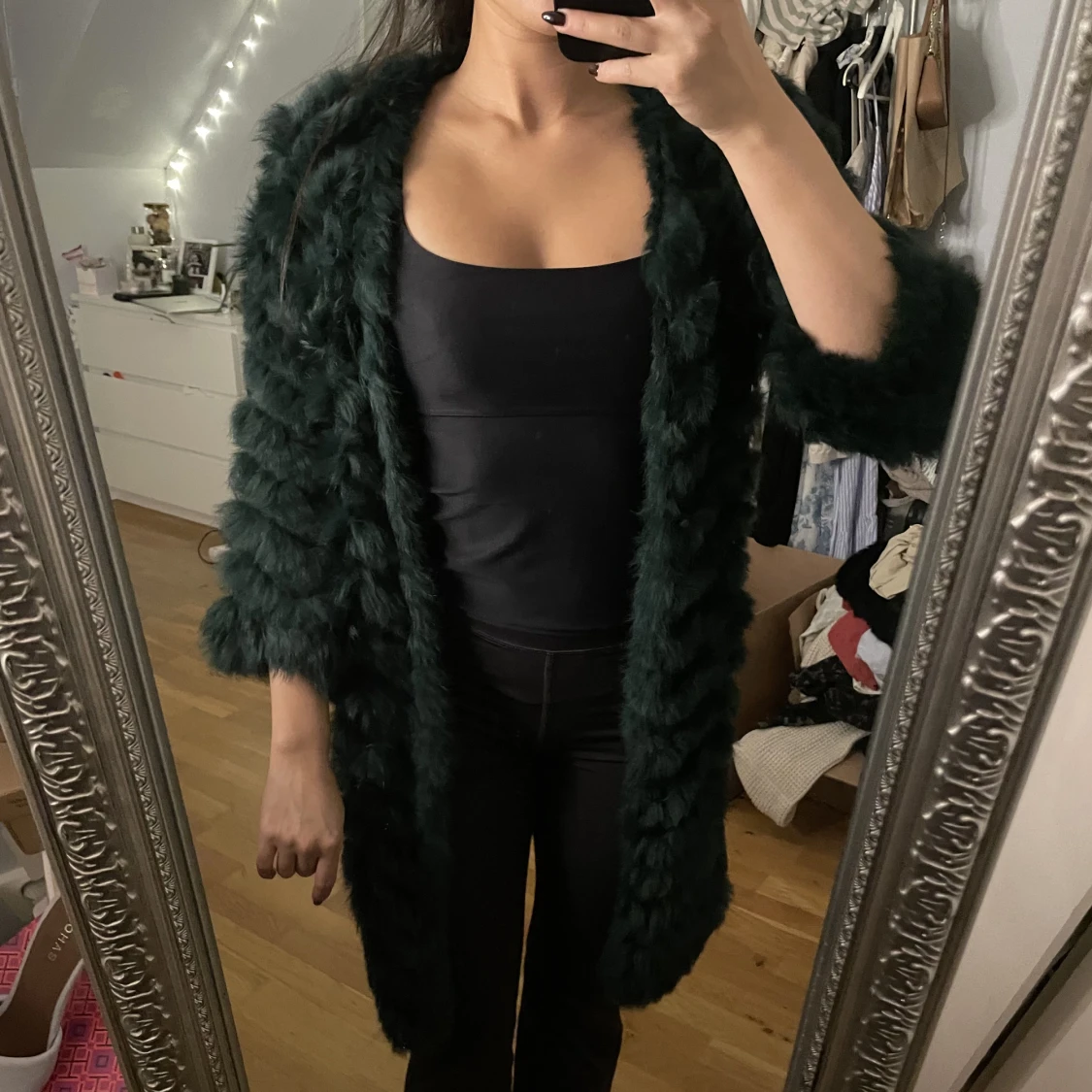 Grön pälskofta/jacka - 91