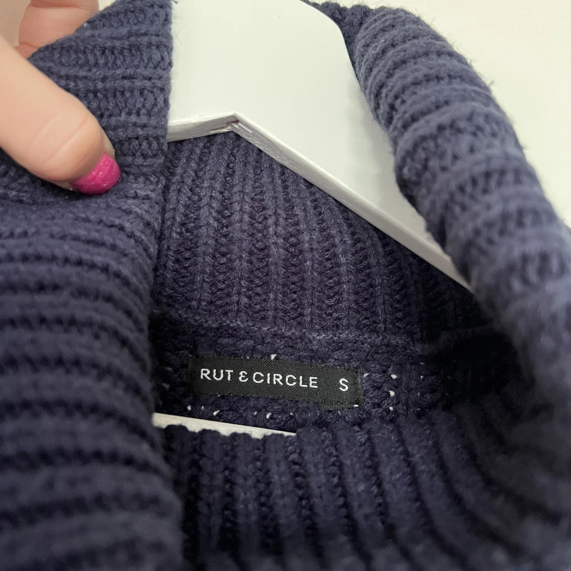 Marinblå skickad tröja med polokrage  - 90