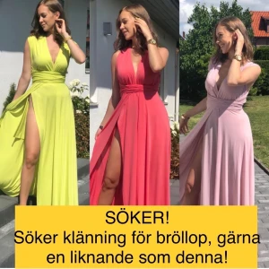 Klänning - Söker klänning för bröllop! (Gäst) Gärna i färgen röd, ljusblå, eller ljusgrön. I storlek xs/s. Skriv gärna om du har en för under 500kr 💛